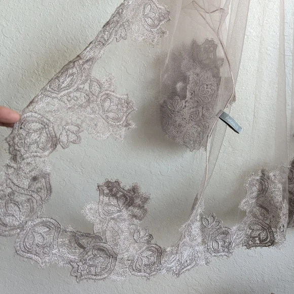 Amoralle Enchanting Robe Sheer Lace Cover Up 💕 TAUPE LACE Le Sexxy $475 - Picture 13 of 16